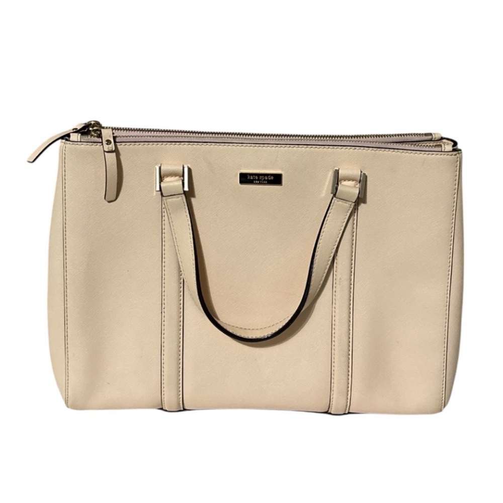 Kate Spade Cream Leather Tote Bag With COA
